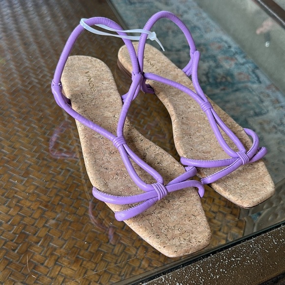 Vince Womens Hazen Purple Leather Flats Slingback T-Strap Sandals Shoes NWT - Picture 6 of 8